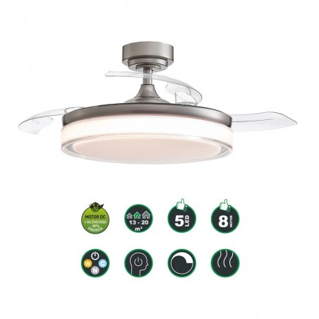 LED-Lüfter mit klappbaren Flügeln Oroel Nickel CCT (45W)