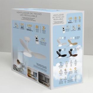 LED Ceiling Fan Cavil Mini S White+Wood CCT Dim (20W)