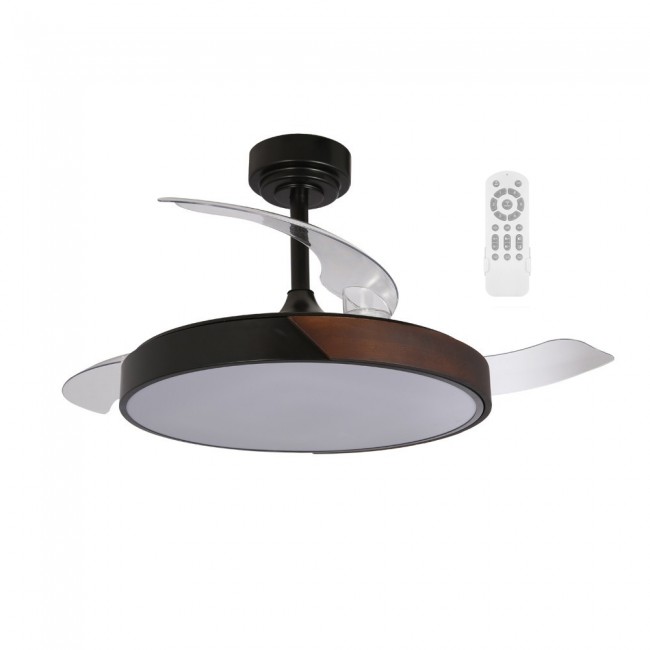 LED Folding Blade Fan Terno Black CCT Dim (72W)