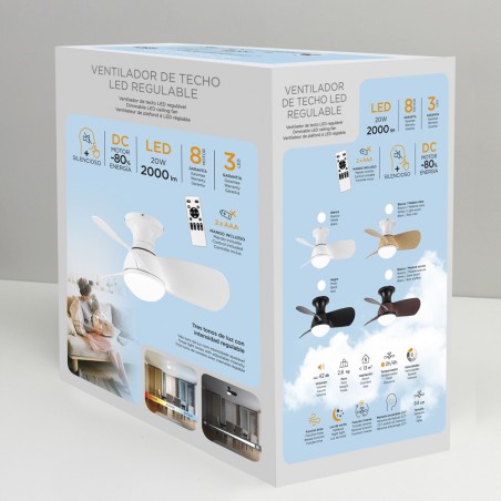 LED Ceiling Fan Mancado White CCT Dim (20W)