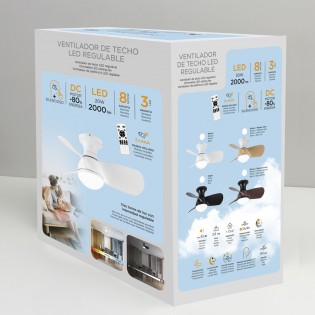 LED Ceiling Fan Mancado Black CCT Dim (20W)