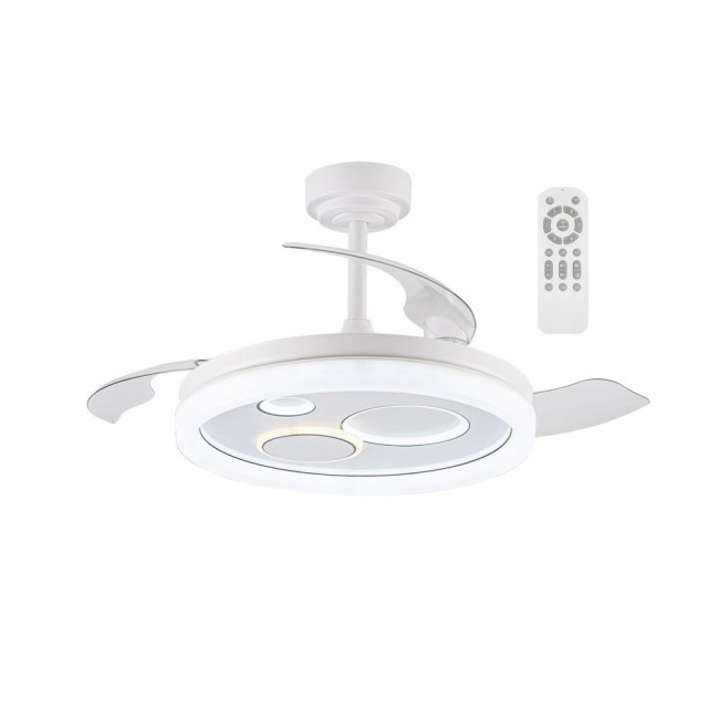 LED ceiling fan retractable blades Raina White CCT Dim (50W)