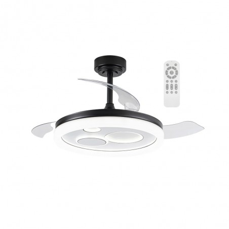 LED ceiling fan retractable blades Raina Black CCT Dim (50W)