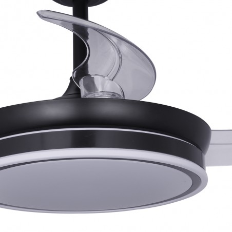 LED fan folding blades Perla Mini Black CCT Dim (46W)