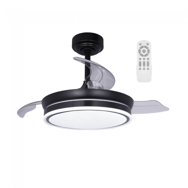 LED fan folding blades Perla Mini Black CCT Dim (46W)