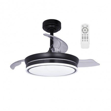 LED fan folding blades Perla Mini Black CCT Dim (46W)