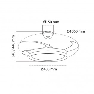 LED fan with retractable blades Nestera Eco Black CCT Dim (45W)