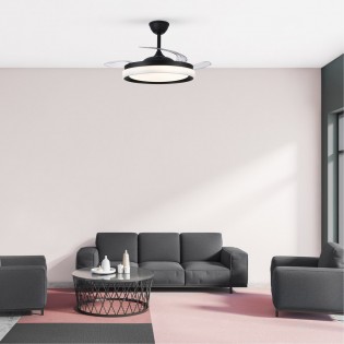 Ventilador LED con aspas retráctiles Nestera Eco Negro CCT Dim (45W)