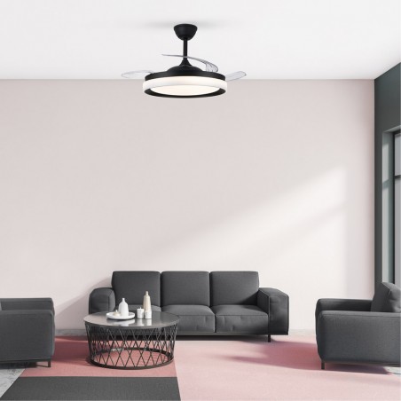 Ventilador LED con aspas retráctiles Nestera Eco Negro CCT Dim (45W)