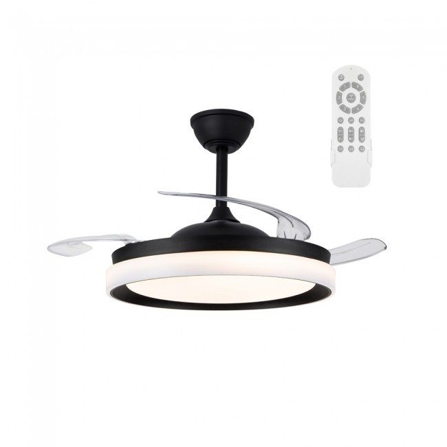 Ventilador LED con aspas retráctiles Nestera Eco Negro CCT Dim (45W)