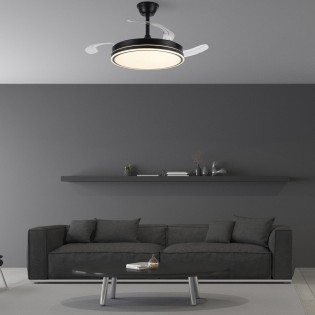 LED fan with retractable blades Miso Evo Black CCT Dim (72W)