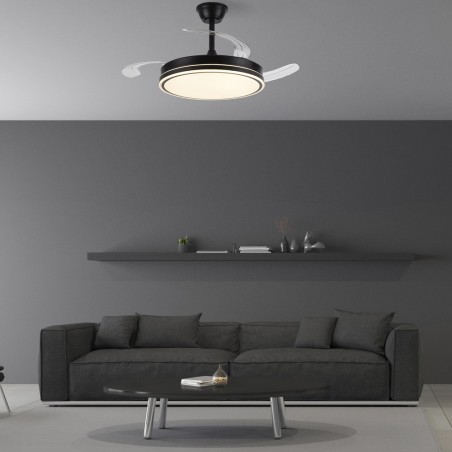 LED fan with retractable blades Miso Evo Black CCT Dim (72W)