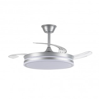 Ventilador LED con aspas retráctiles Miso Evo Plata CCT Dim (72W)