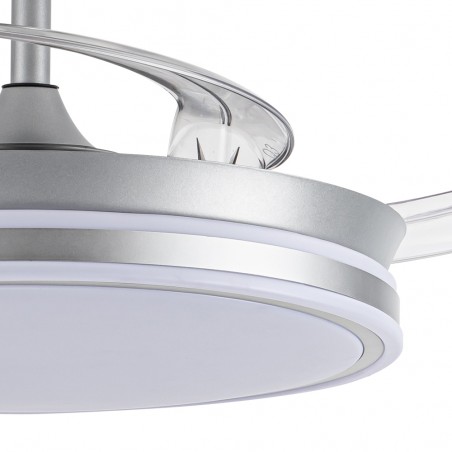 LED fan with retractable blades Miso Evo Argent CCT Dim (72W)