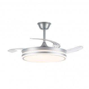 Ventilador LED con aspas retráctiles Miso Evo Plata CCT Dim (72W)