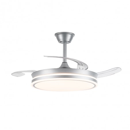 Ventilador LED con aspas retráctiles Miso Evo Plata CCT Dim (72W)