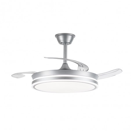 Ventilador LED con aspas retráctiles Miso Evo Plata CCT Dim (72W)