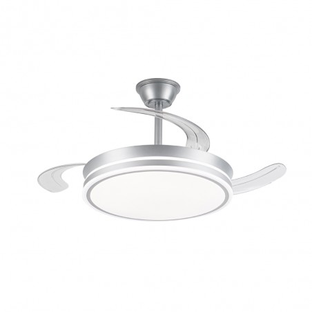 Ventilador LED con aspas retráctiles Miso Evo Plata CCT Dim (72W)