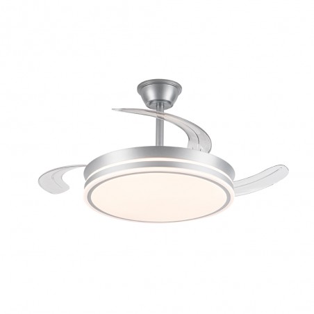 LED fan with retractable blades Miso Evo Argent CCT Dim (72W)