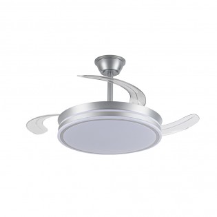 LED fan with retractable blades Miso Evo Argent CCT Dim (72W)