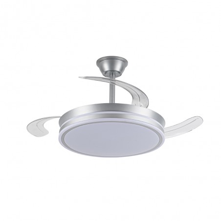 LED fan with retractable blades Miso Evo Argent CCT Dim (72W)