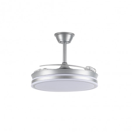 Ventilador LED con aspas retráctiles Miso Evo Plata CCT Dim (72W)