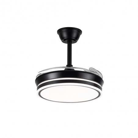 Ventilador LED con aspas retráctiles Miso Mini Evo Negro CCT Dim (46W)