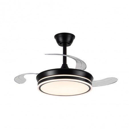 Ventilador LED con aspas retráctiles Miso Mini Evo Negro CCT Dim (46W)