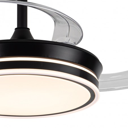 Ventilador LED con aspas retráctiles Miso Mini Evo Negro CCT Dim (46W)