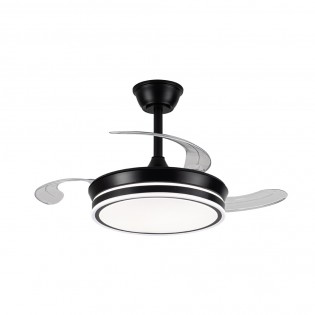 Ventilador LED con aspas retráctiles Miso Mini Evo Negro CCT Dim (46W)