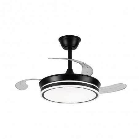 Ventilador LED con aspas retráctiles Miso Mini Evo Negro CCT Dim (46W)