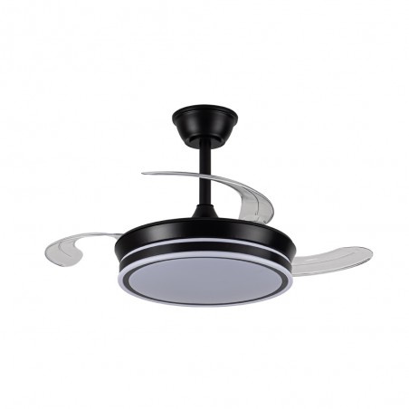 Ventilador LED con aspas retráctiles Miso Mini Evo Negro CCT Dim (46W)