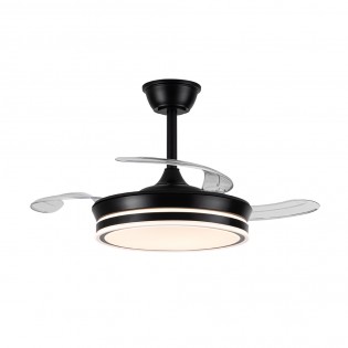 Ventilador LED con aspas retráctiles Miso Mini Evo Negro CCT Dim (46W)