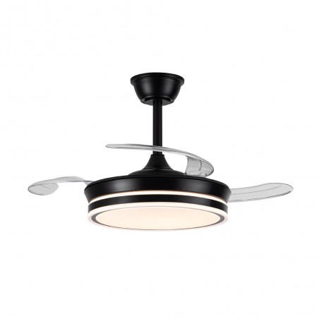 Ventilador LED con aspas retráctiles Miso Mini Evo Negro CCT Dim (46W)