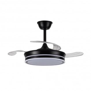 Ventilador LED con aspas retráctiles Miso Mini Evo Negro CCT Dim (46W)