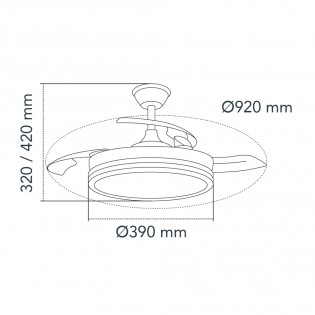 Ventilador LED con aspas retráctiles Miso Mini Evo Plata CCT Dim (46W)