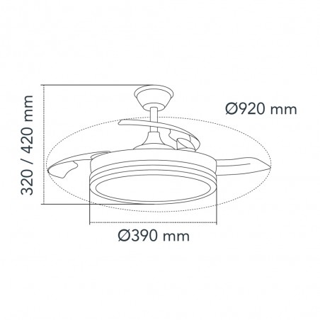 Ventilador LED con aspas retráctiles Miso Mini Evo Plata CCT Dim (46W)