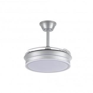 LED fan with retractable blades Miso Evo Mini Silver CCT Dim (46W)
