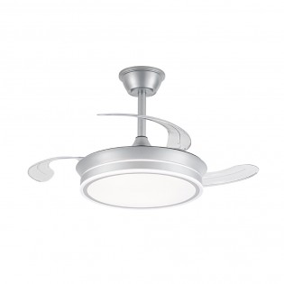 Ventilador LED con aspas retráctiles Miso Mini Evo Plata CCT Dim (46W)