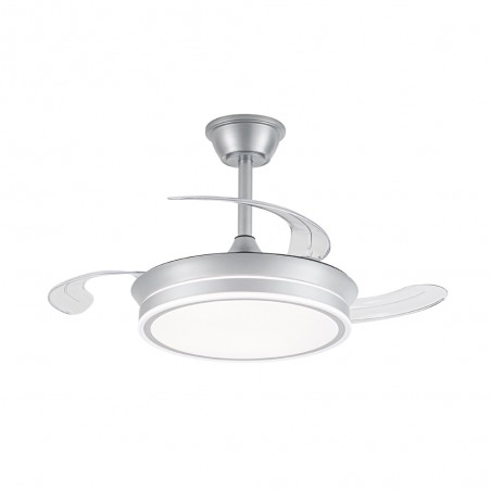 LED fan with retractable blades Miso Evo Mini Silver CCT Dim (46W)