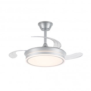 LED fan with retractable blades Miso Evo Mini Silver CCT Dim (46W)