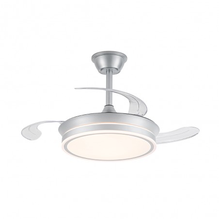 LED fan with retractable blades Miso Evo Mini Silver CCT Dim (46W)