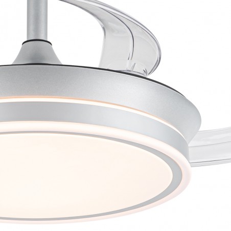 LED fan with retractable blades Miso Evo Mini Silver CCT Dim (46W)