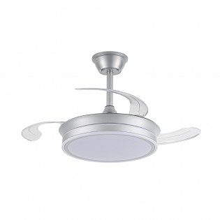 Ventilador LED con aspas retráctiles Miso Mini Evo Plata CCT Dim (46W)