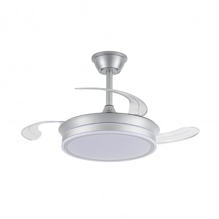 Ventilador LED con aspas retráctiles Miso Mini Evo Plata CCT Dim (46W)