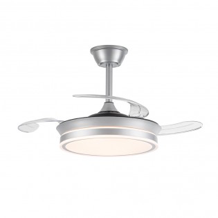 LED fan with retractable blades Miso Evo Mini Silver CCT Dim (46W)