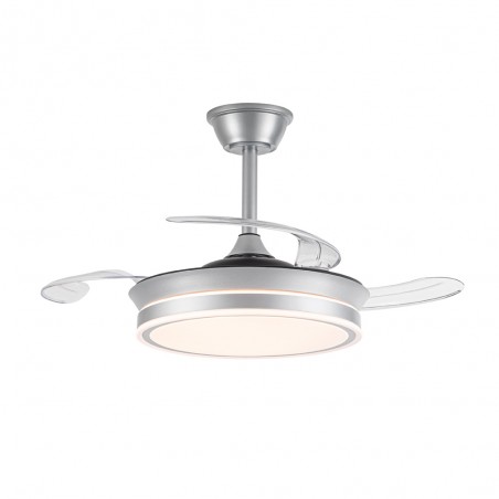 Ventilador LED con aspas retráctiles Miso Mini Evo Plata CCT Dim (46W)