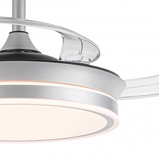 LED fan with retractable blades Miso Evo Mini Silver CCT Dim (46W)