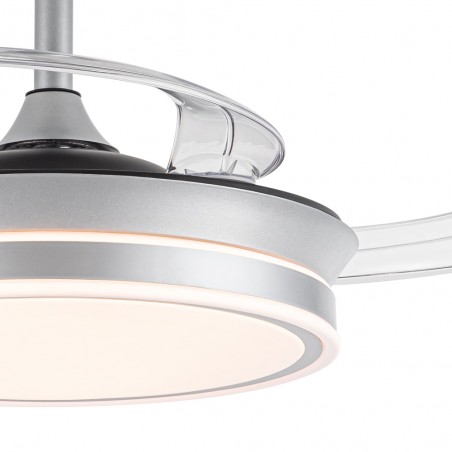 Ventilador LED con aspas retráctiles Miso Mini Evo Plata CCT Dim (46W)