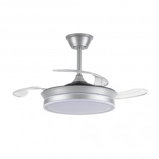 LED fan with retractable blades Miso Evo Mini Silver CCT Dim (46W)